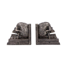 Load image into Gallery viewer, Celtic Skull Bookends Bronze Finish Decorative Shelf Decor Gothic Horror Ornaments