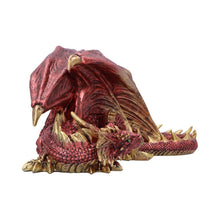 Laden Sie das Bild in den Galerie-Viewer, Mythical Red Gothic Dragon Resting Fantasy Creature Figurine Enchanted Decor