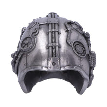 Laden Sie das Bild in den Galerie-Viewer, Gothic Cyberpunk Silver Skull Figurine Mechanical Detailing Steampunk Ornament