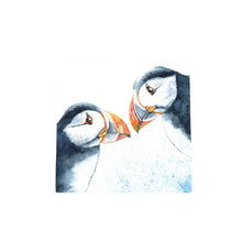 Load image into Gallery viewer, Puffins Ceramic Art Tile by Val Goldfinch 20x20 cm | Wall Art Decor | Ready to Hang | Unique Gift in Box