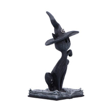 Laden Sie das Bild in den Galerie-Viewer, Mystical Gothic Black Cat Figurine on Open Spell Book Wiccan Altar Decor