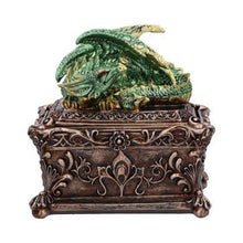 Load image into Gallery viewer, Dragon Jewellery Storage Box - Decorative Green Resin Fantasy Trinket Holder