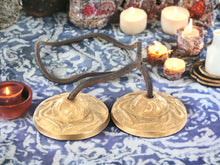 Load image into Gallery viewer, Dragon Engraved Tingsha Cymbals, 6cm Bronze Meditation Bells, Tibetan Tingsha with Leather Strap, Authentic Ritual Music Instruments-OsirisTradingUK