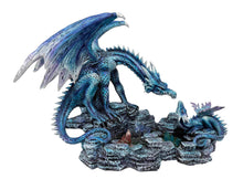 Load image into Gallery viewer, Gothic Dragon Figurine Blue Resin Sculpture Mythical Creature Fantasy Home Ornament