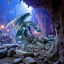 Load image into Gallery viewer, Gothic Dragon Figurine Blue Resin Sculpture Mythical Creature Fantasy Home Ornament