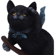 Load image into Gallery viewer, Witchcraft Cat Flying on Broom Gothic Familiar Figurine Wiccan Witch Art Decor