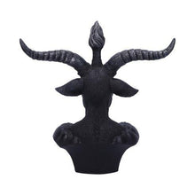 Load image into Gallery viewer, Baphomet Bust Statue 33cm - Occult Decor, Hand-Painted Resin with Sun & Moon Motifs