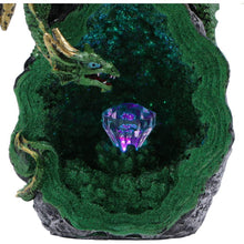 Laden Sie das Bild in den Galerie-Viewer, Mystical Green Dragon with Light-Up Crystal Geode Fantasy Gothic Ornament Gift