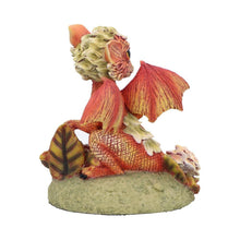 Load image into Gallery viewer, Baby Dragon Fantasy Statue Orange Mythical Creature Figurine Floral Resin Collectible