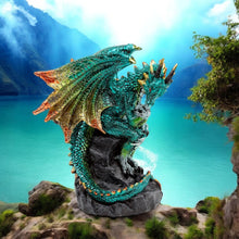 Load image into Gallery viewer, Gothic Dragon Figurine - Emerald Green Statue Resin Collectible Ornament