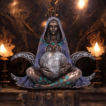 Load image into Gallery viewer, Triple Moon Goddess Statue 36cm | Bronze Finish Wiccan Decor | Handcrafted Resin