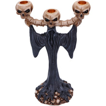 Laden Sie das Bild in den Galerie-Viewer, Gothic Reaper Skull Tea Light Holder Dark Candle Decor Bone Flame Altar Ornament