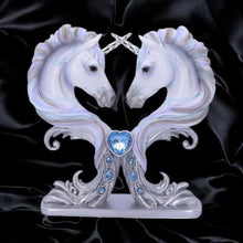 Load image into Gallery viewer, Twin Unicorn Hearts Statue - Elegant Hand-Painted Resin Fantasy Decor - 20.5 cm