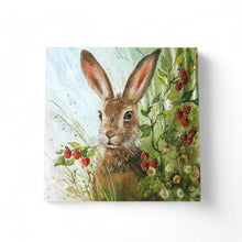 Load image into Gallery viewer, BLACKBERRY HARE Ceramic Art Tile by Judith Yates 20x20 cm | Wall-Ready Decor | Exquisite Gift in Box"