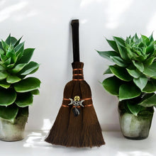 Load image into Gallery viewer, Copper Witch Broom for Pagan Altar | 24 cm Wicca Ritual Decor