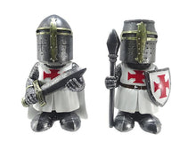 Laden Sie das Bild in den Galerie-Viewer, Set of 2 Templar Knight Figurines – Medieval Crusader Warrior Statues – 13.8cm Resin Collectibles