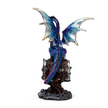 Load image into Gallery viewer, Blue Dragon Guardian Figurine - Gothic Fantasy Resin Sculpture Decor 19cm