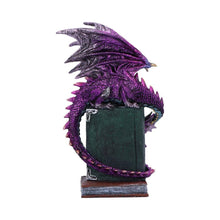 Load image into Gallery viewer, Gothic Purple Dragon Figurine on Spell book Mythical Grimoire Fantasy Sculpture