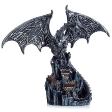 Load image into Gallery viewer, Magic Silver Castle Guardian Dragon Figurine - Fantasy Statue Ornament