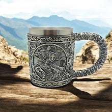 Load image into Gallery viewer, Medieval Knight Mug Templar Crusader Tankard Gothic Drinkware Fantasy Cup