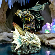 Laden Sie das Bild in den Galerie-Viewer, Fantasy Medieval Knight Slaying Dragon Figurine Mythical Battle Warrior Statue Art