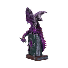 Load image into Gallery viewer, Gothic Purple Dragon Figurine on Spell book Mythical Grimoire Fantasy Sculpture