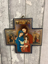 Laden Sie das Bild in den Galerie-Viewer, Handcrafted Wood Cross Icon Holy Family - Sacred Symbol of Faith and Love-OsirisTradingUK