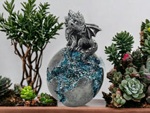 Load image into Gallery viewer, Emerging Dragon Hatchling on Geode - Mystical Fantasy Figurine - Collector's Resin Dragon Sculpture - Sparkling Crystal Egg - 12.5cm Tall-OsirisTradingUK