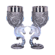 Load image into Gallery viewer, Enchanted Hearts Unicorn Goblets (Set of 2) - Twin Heart Shaped Mystical Cups 18.5cm