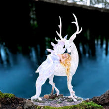 Load image into Gallery viewer, Enchanted Fairy with Majestic Stag Figurine | Fantasy Resin Sculpture | Mystical Forest Decor 32.5 cm