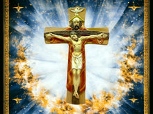Load image into Gallery viewer, Sacred Resin Holy Trinity Wall Cross - 20cm Spiritual Crucifix with Divine Figurines, Religious Home Decor, Blessed Wall Hanging-OsirisTradingUK