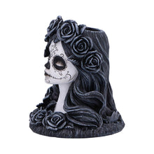 Laden Sie das Bild in den Galerie-Viewer, Gothic Day of the Dead Skull Tea Light Holder Flor de Muerte Day of the Dead Bust