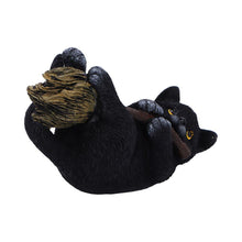 Load image into Gallery viewer, Witchcraft Cat Riding Broom Figurine Gothic Black Kitten Wiccan Fantasy Statue