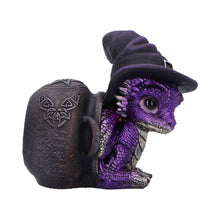 Laden Sie das Bild in den Galerie-Viewer, Whimsical Baby Dragon in Cauldron Gothic Witchcraft Fantasy Figurine Collectible
