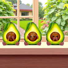 Laden Sie das Bild in den Galerie-Viewer, Quirky Three Wise Avocado Figurines Hear No See No Speak No Evil Novelty Decor