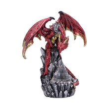 Laden Sie das Bild in den Galerie-Viewer, Mythical Red Dragon Figurine with Led Light Prism Crystal Gothic Guardian Statue