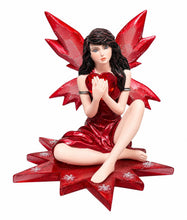 Load image into Gallery viewer, Ruby Red Fairy Figurine Holding Heart Fantasy Ornament Gothic Fairy Collectible