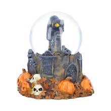 Load image into Gallery viewer, Halloween Black Cat Snow Globe Pumpkin Graveyard Skull Gothic Ornament