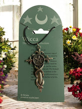 Load image into Gallery viewer, Powerful Wiccan Pentacle Sword Amulet Pendant Talisman | Pewter | 6x3.2 cm Protection Charm