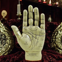 Load image into Gallery viewer, Palmistry Hand Sculpture with Guide - Resin Fortune Telling Decor, Mystical Occult Palm Reading Tool, Astrology Gift