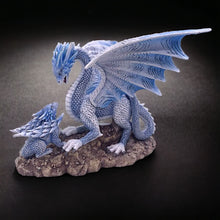 Load image into Gallery viewer, Enchanting Celestial Blue Dragon & Hatchling Figurine, Mystical Fantasy Dragon Sculpture Home Decor, Unique Collectible Fantasy Art-OsirisTradingUK