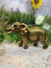 Load image into Gallery viewer, Gold Effect Resin Elephant Statue 24cm Elegant Home Decor Symbol of Strength-OsirisTradingUK