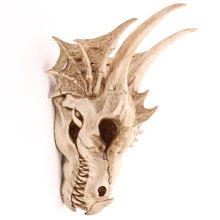 Laden Sie das Bild in den Galerie-Viewer, Large Dragon Skull Sculpture - Gothic Mythical Decor Resin Figurine