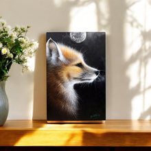 Load image into Gallery viewer, FOX IN MOON LIGHT Ceramic Art Tile by D.Finney | 30x20 cm Wall Hanging | Ready to Hang