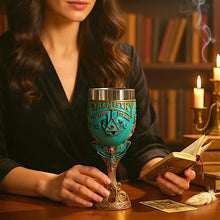 Load image into Gallery viewer, All Seeing Eye Palmistry Chalice Fortune Teller Gothic Altar Goblet Occult Decor