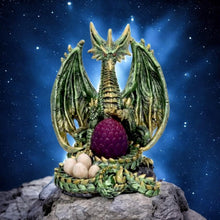 Load image into Gallery viewer, Metallic Dragon Figurine with LED Egg by Nemesis Now - Gothic Fantasy Decor 19.5cm