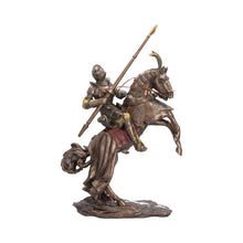 Laden Sie das Bild in den Galerie-Viewer, Medieval Knight on Horse Figurine Armoured Cavalry Statue Bronze Effect 45.9cm