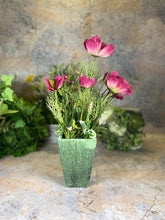 Laden Sie das Bild in den Galerie-Viewer, Handcrafted Vibrant Lifelike Red Floral Display in Artisanal Plant Pot Artificial Flowers and Plants Arrangement 40 cm tall-OsirisTradingUK