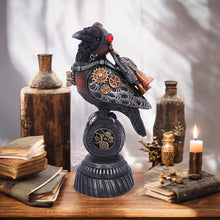 Load image into Gallery viewer, Steampunk Raven Statue - Victorian Mechanical Bird Figurine Gothic Home Decor 24cm