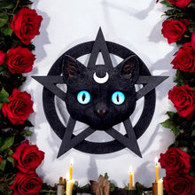 Load image into Gallery viewer, Feline Worship Cat Pentagram Wall Plaque 25.5cm